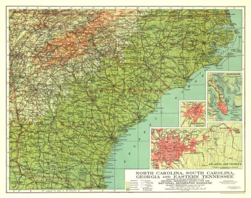 North Carolina, South Carolina, Georgia and Eastern Tennessee - Published 1926 by National Geographic