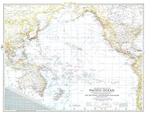 Theater of War in the Pacific Ocean - Published 1942 by National Geographic