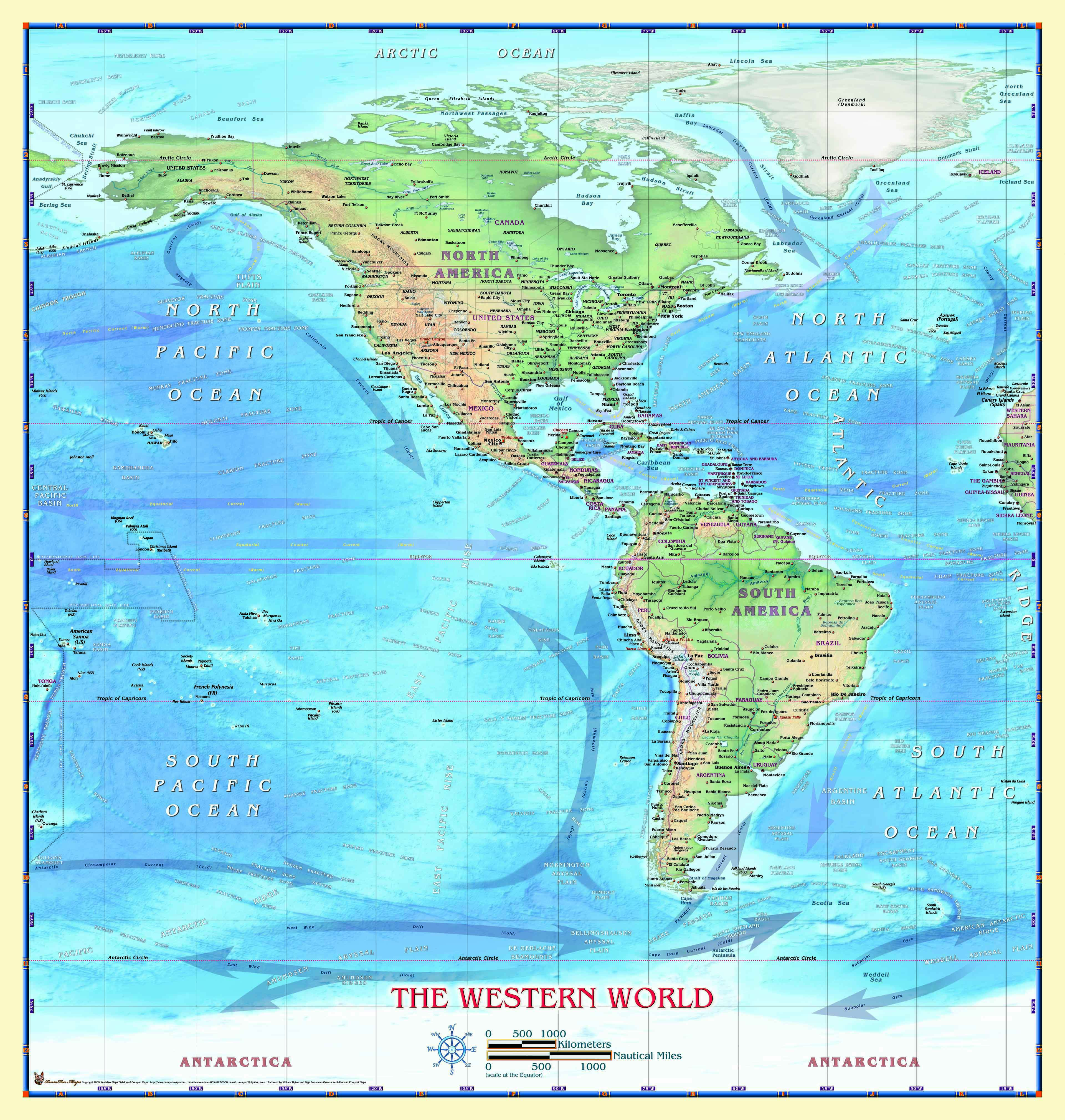 western hemisphere physical map