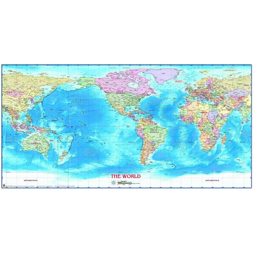 World Political Wall Map Americas Centered by Compart