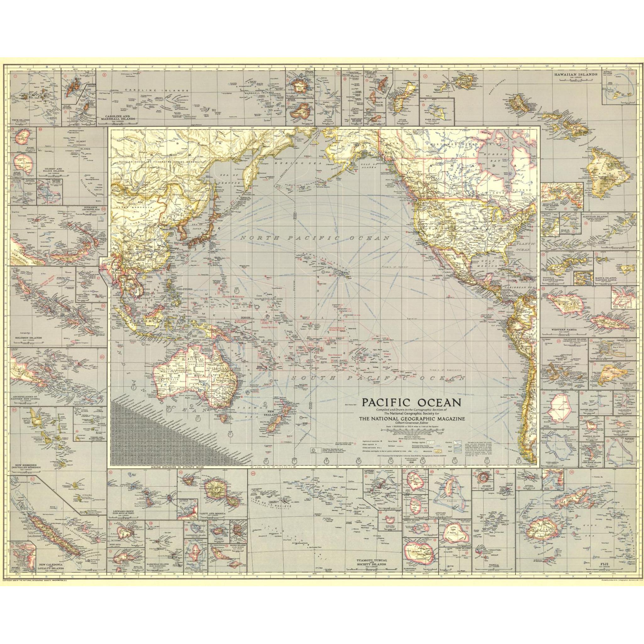 Pacific Ocean - Published 1936 by National Geographic