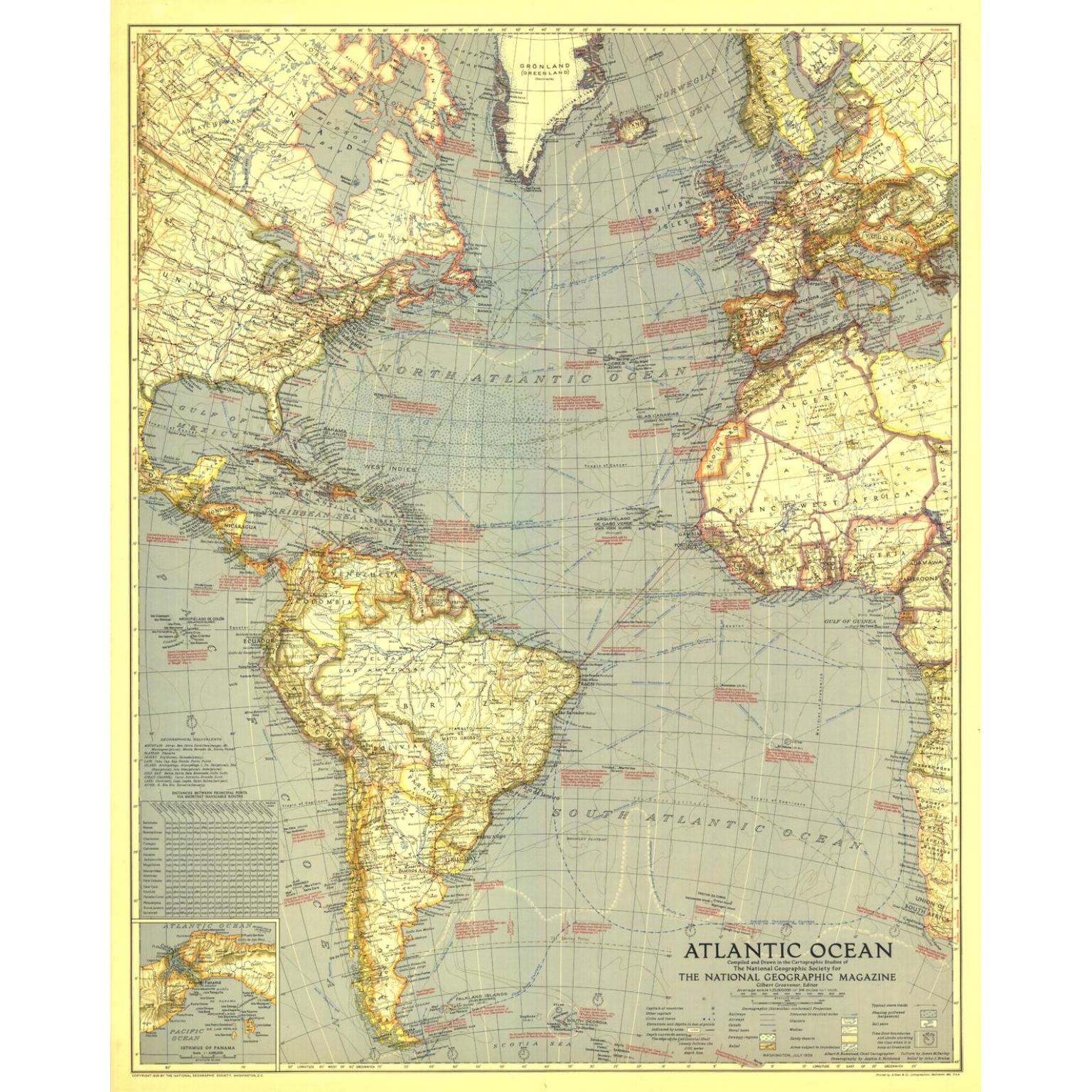 Atlantic Ocean - Published 1939 by National Geographic
