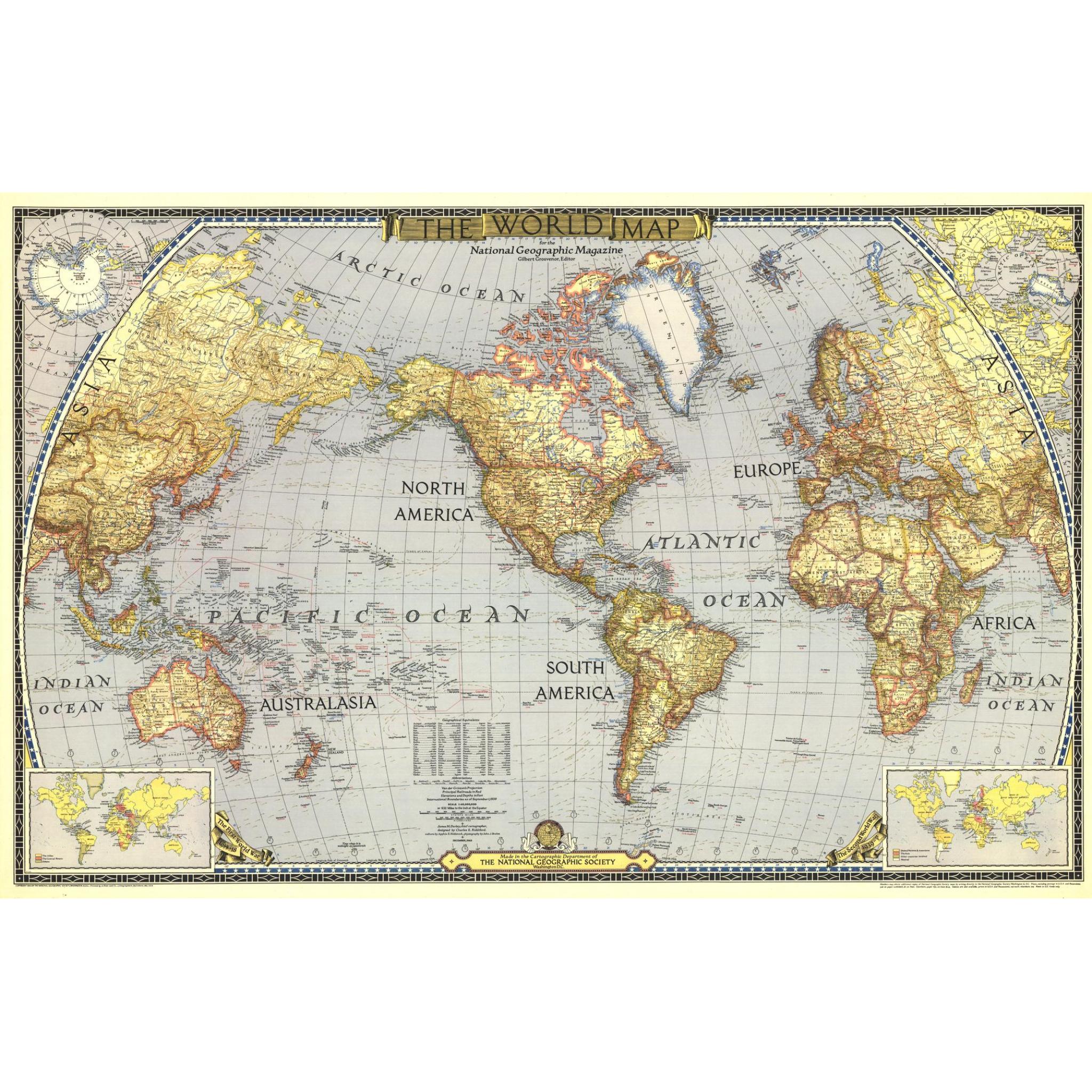 World Map - Published 1943 by National Geographic