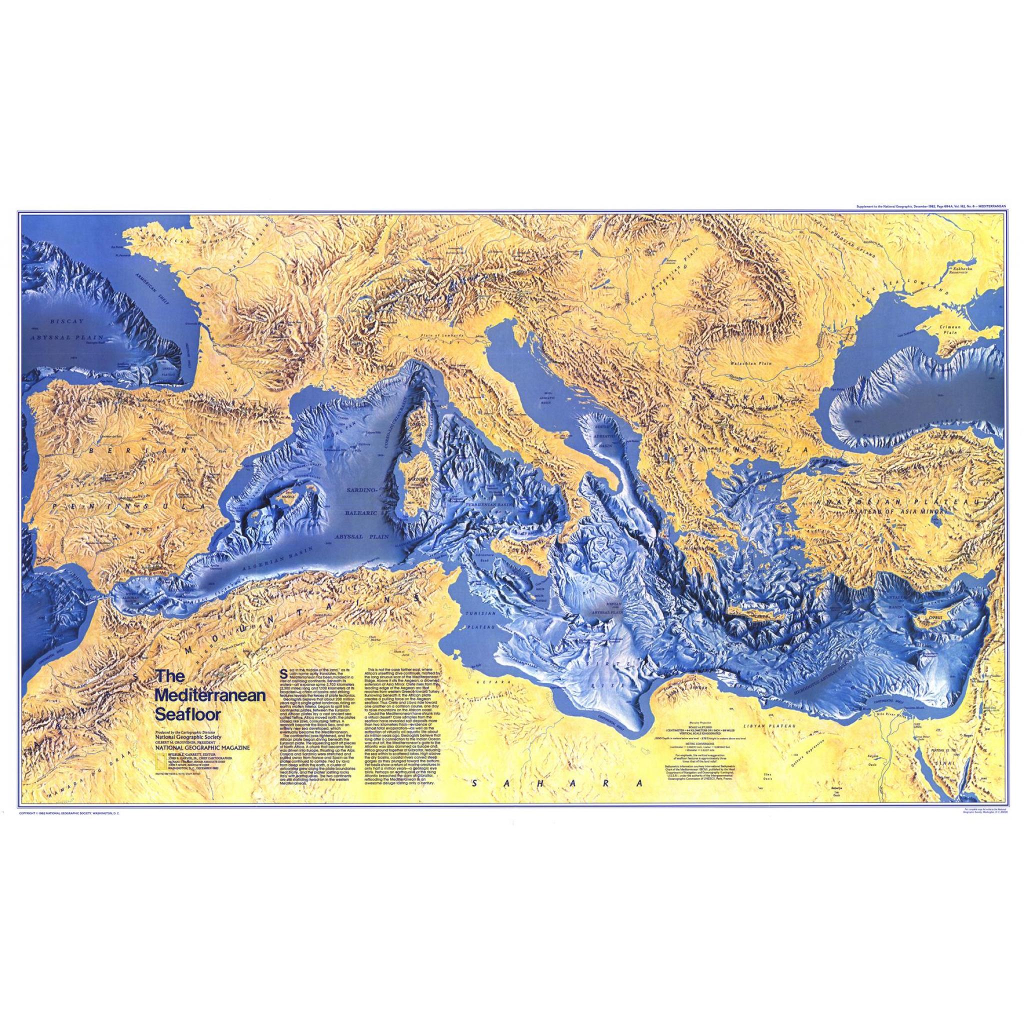 Mediterranean Seafloor - Published 1982 by National Geographic