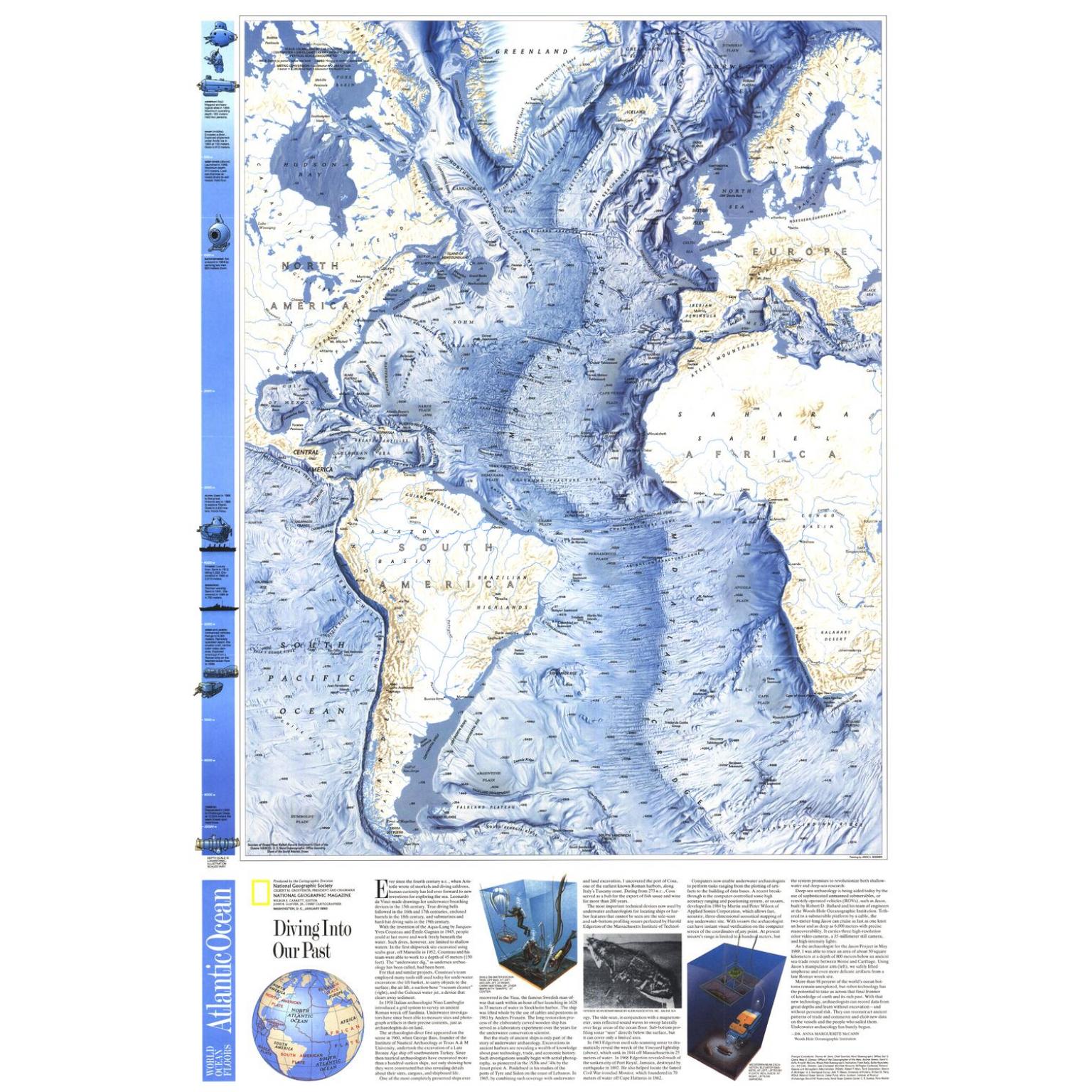World Ocean Floors, Atlantic Ocean - Published 1990 by National Geographic