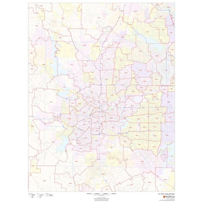 Forth Worth, Texas ZIP Codes by Map Sherpa