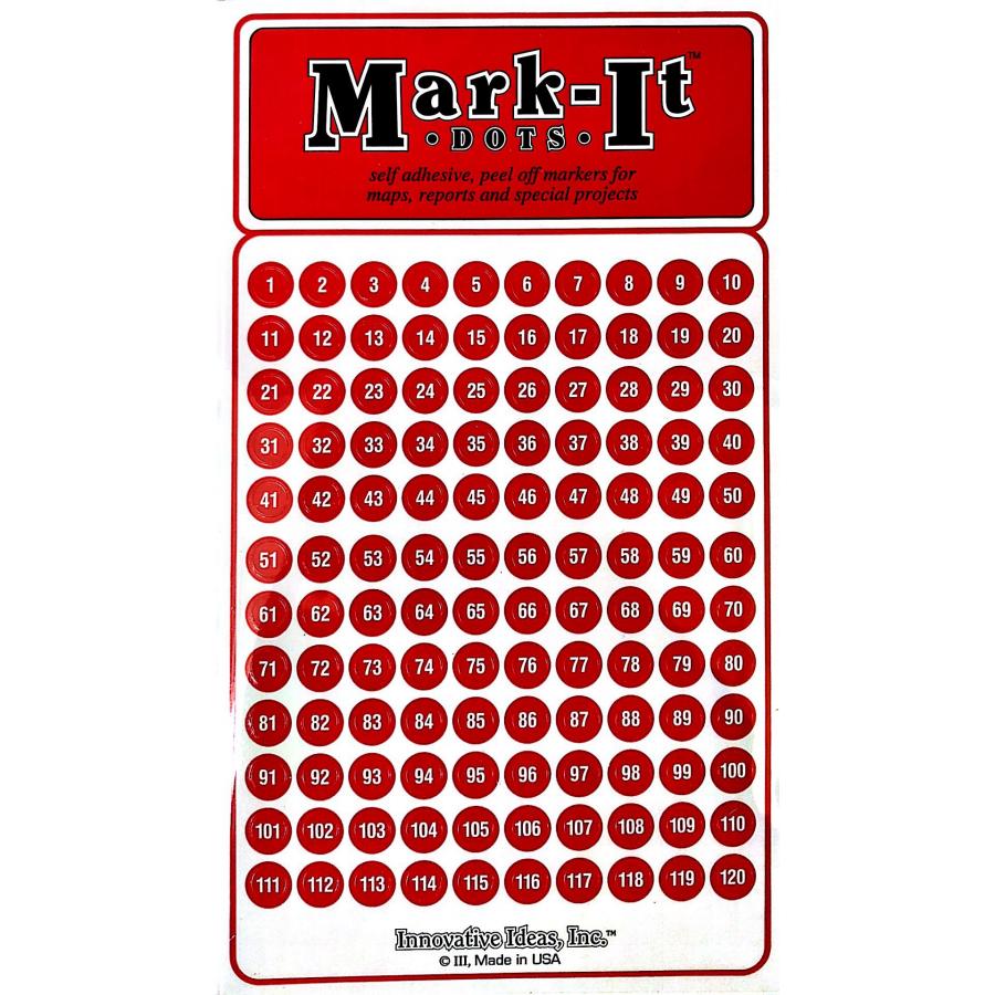 1/4" Red Numbered 1-240 Sticker Dots