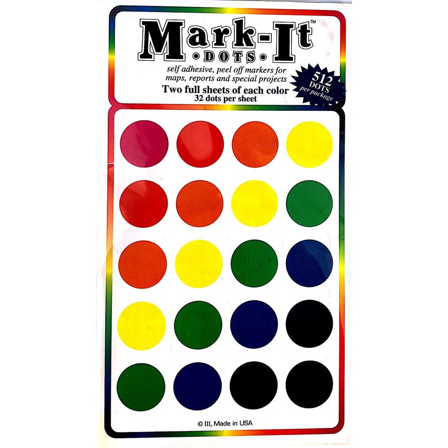 3/4" Assorted Colors Sticker Dots