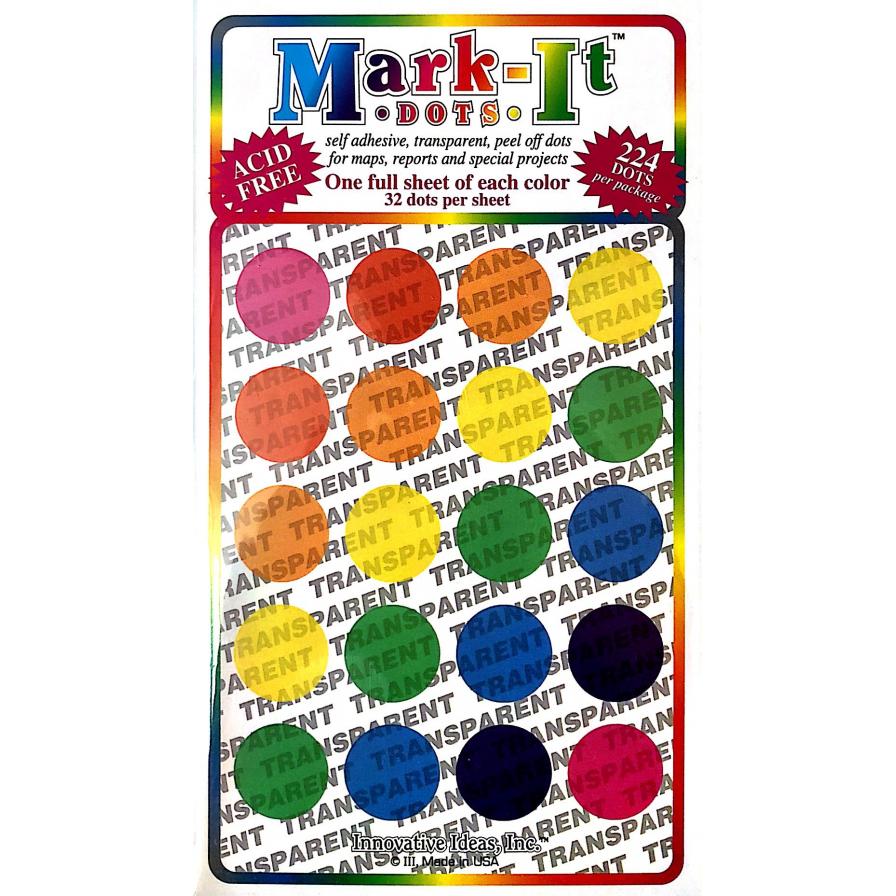3/4" Transparent Assorted Colors Sticker Dots