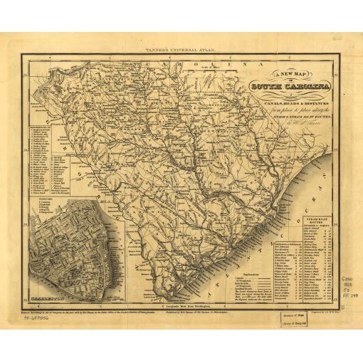 South Carolina Wall Map, 1833