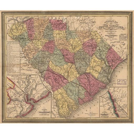South Carolina Wall Map, 1849
