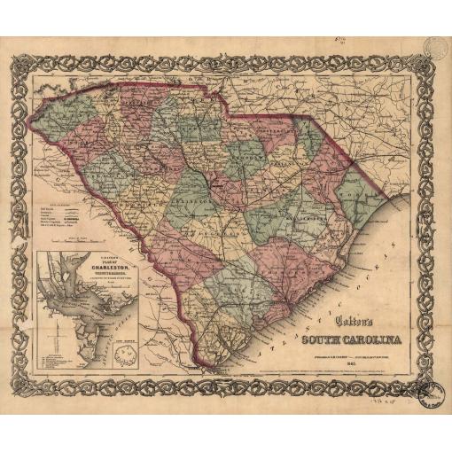 South Carolina Wall Map, 1865