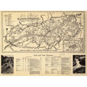 Great Smoky Mountain National Park Wall Map, 1940