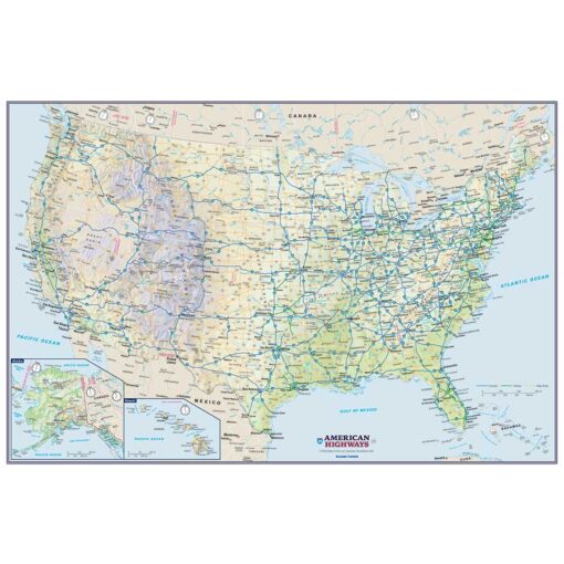United States American Highways Wall Map  by Globe Turner