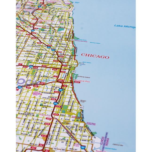 Chicago, Illinois Metro Wall Map by GM Johnson - Image 2