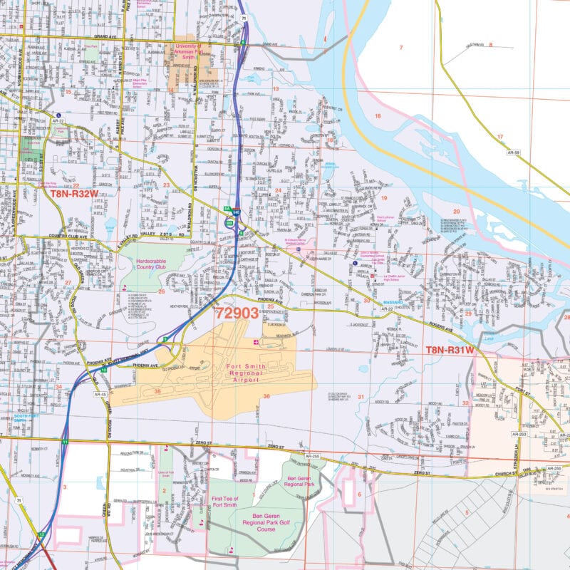Fort Smith, AR Wall Map by Kappa - The Map Shop