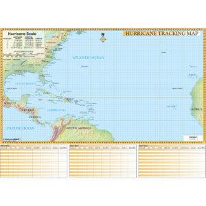 Hurricane Tracking Chart Wall Map by Kappa