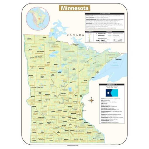 Minnesota Shaded Relief State Wall Map by Kappa