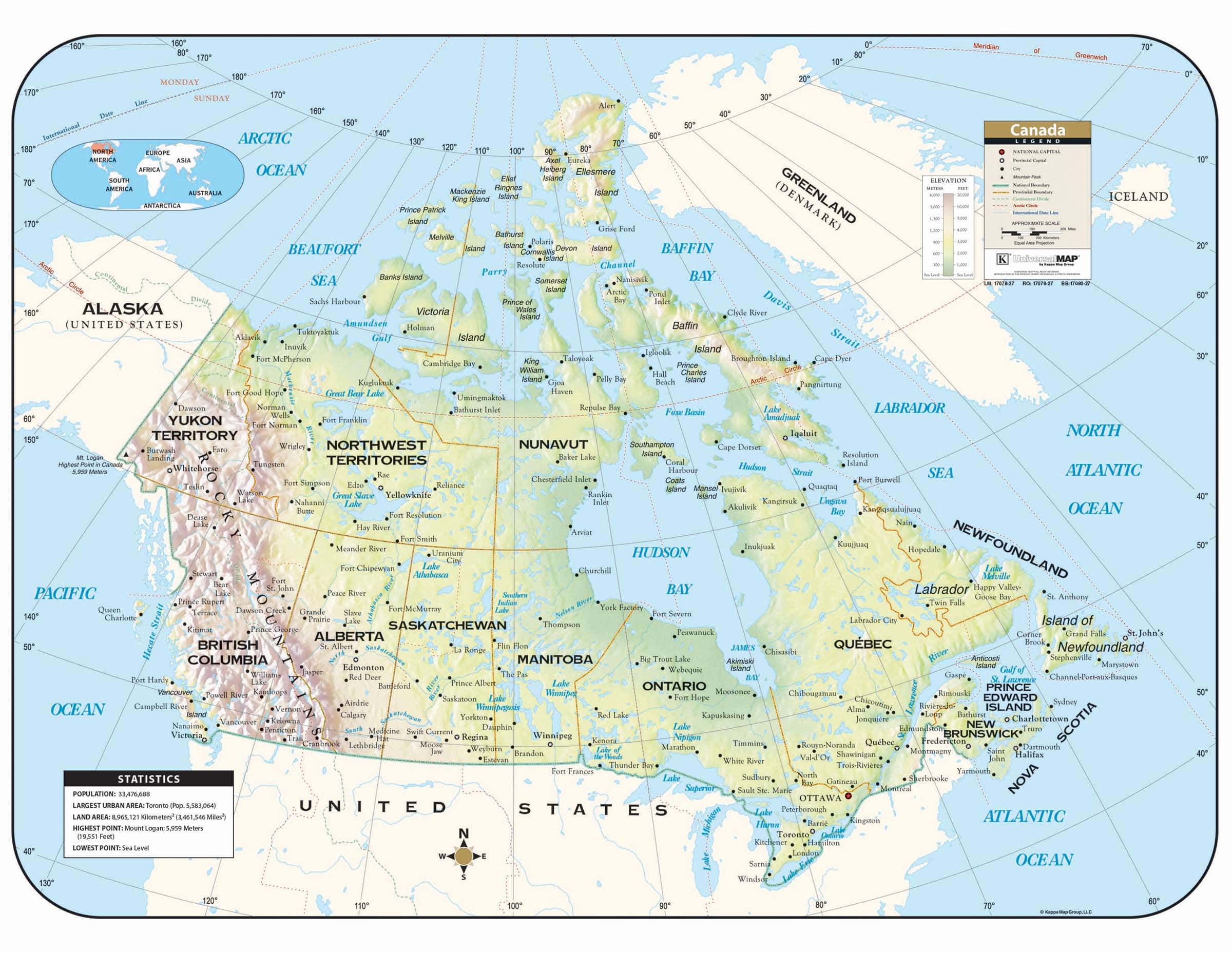 Canada Large Shaded Relief Classroom Wall Map with Backboard The Map Shop