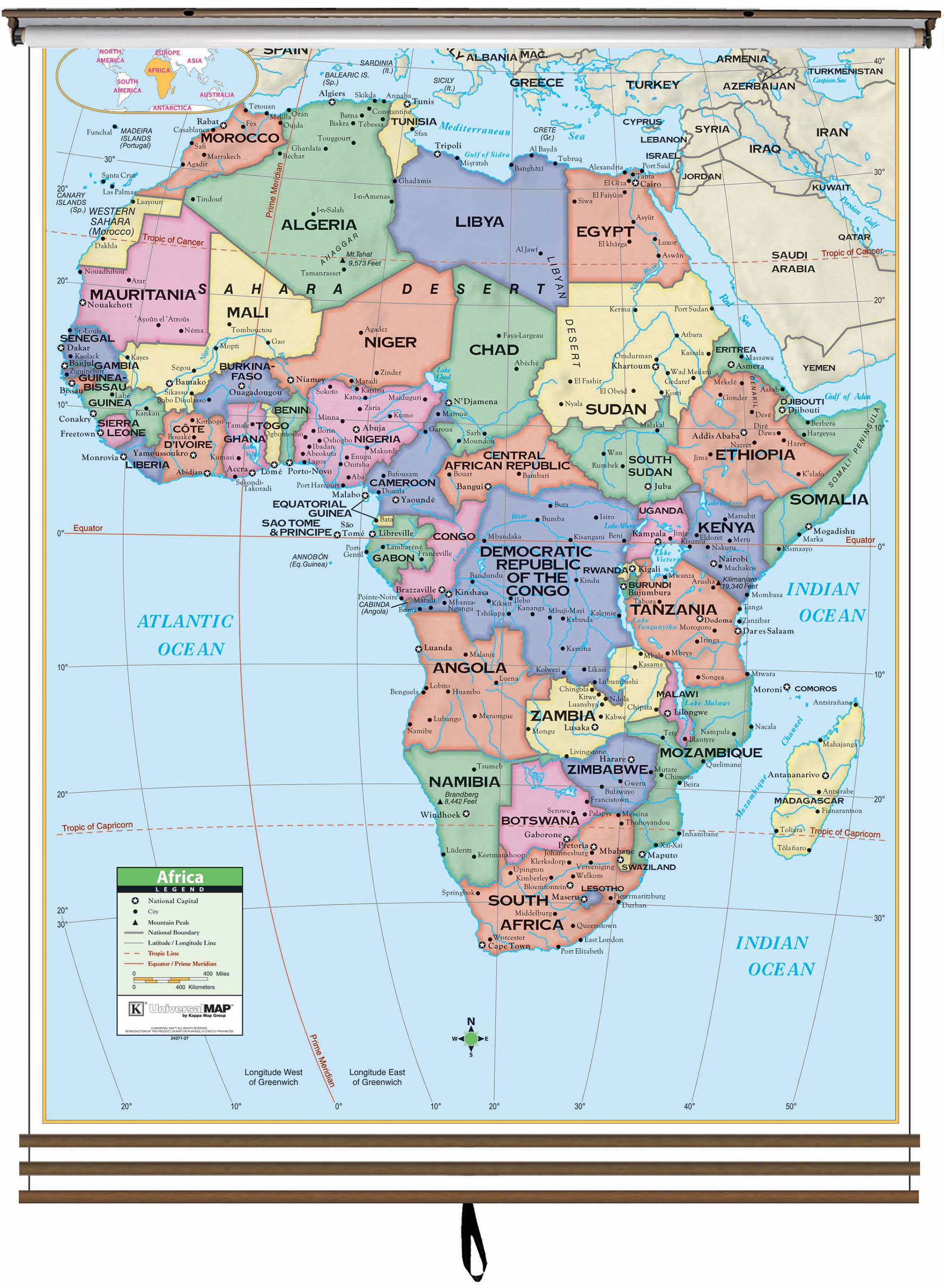 Eastern Hemisphere Countries Map Eastern Hemisphere Primary Wall Map Set On Roller W/ Backboard; 3-Map Set -  The Map Shop