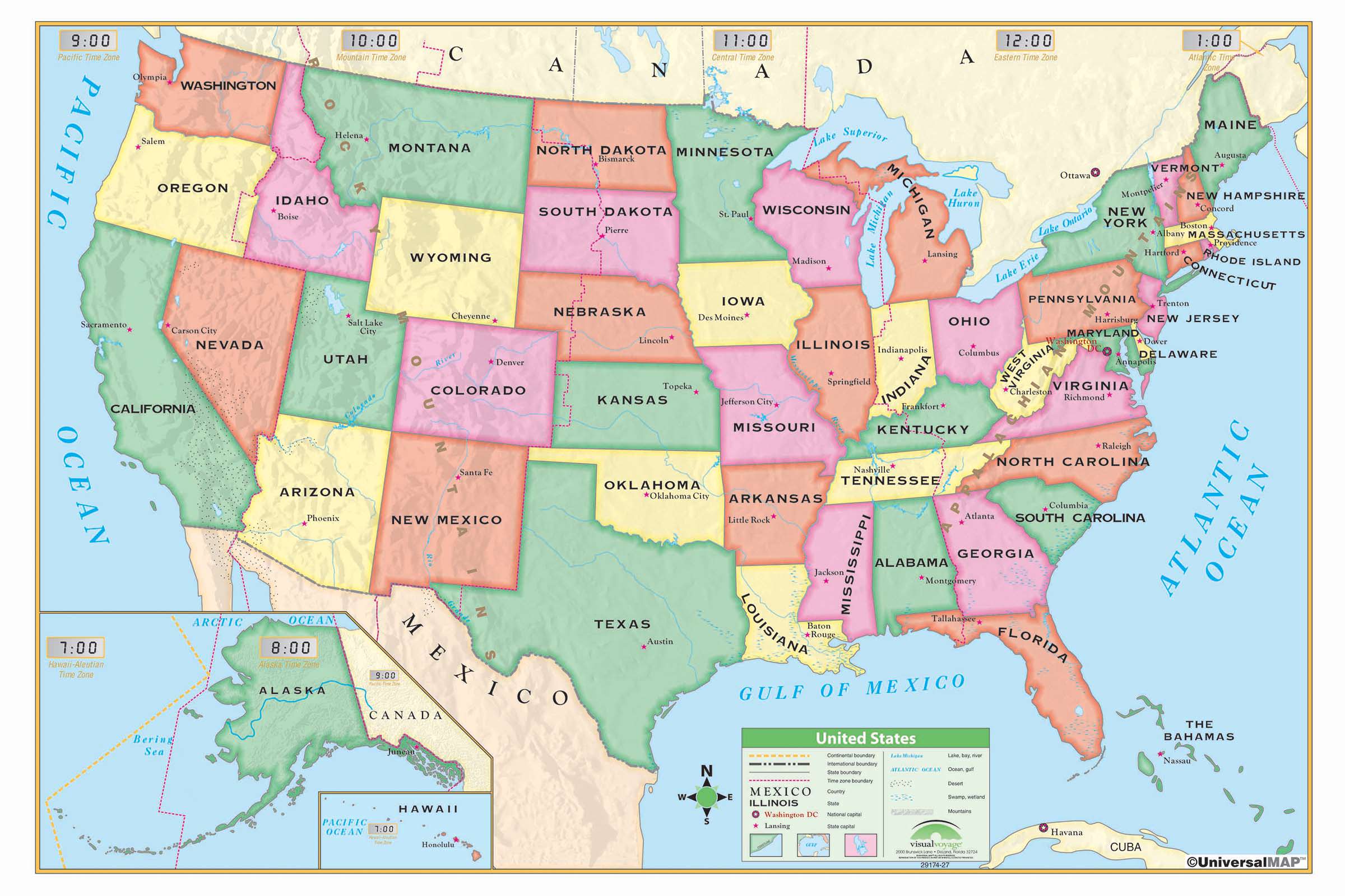 United States Beginner Wall Map by Kappa - The Map Shop