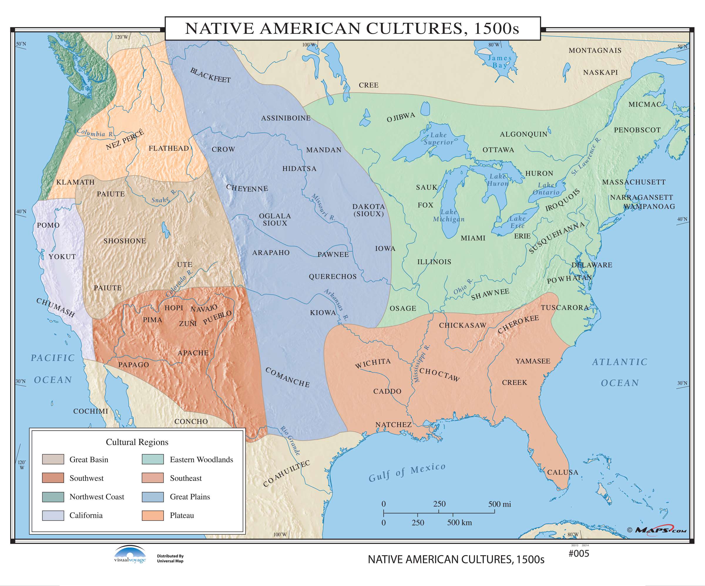 Native American Us Map 1600 - KAPPA3001427