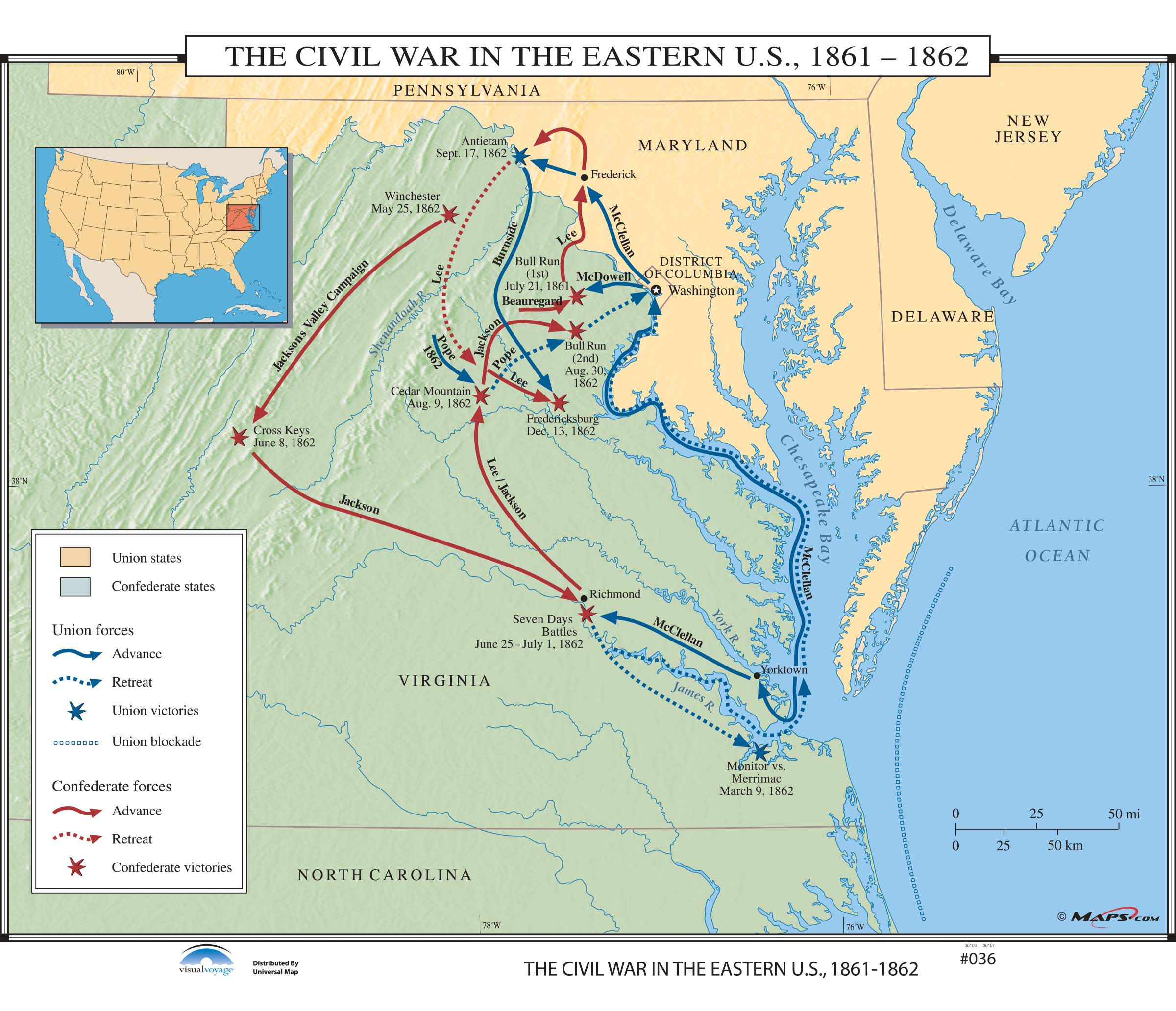  036 the civil war in the eastern us 1861 1862 the map shop