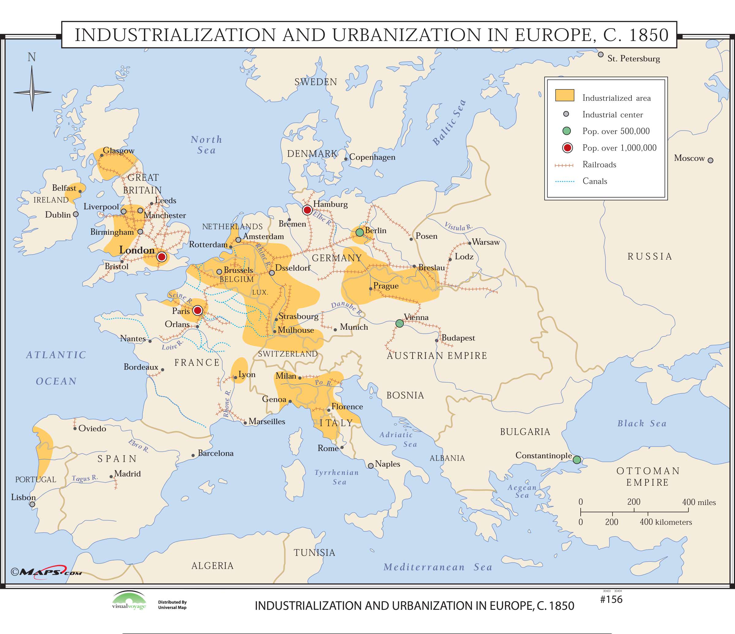 156 Industrialization Urbanization In Europe 1850 The Map Shop 156-industrialization-urbanization-in-europe-1850-the-map-shop