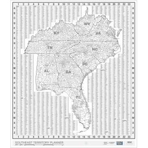Southeast United States Territory Planner Wall Map by MapShop