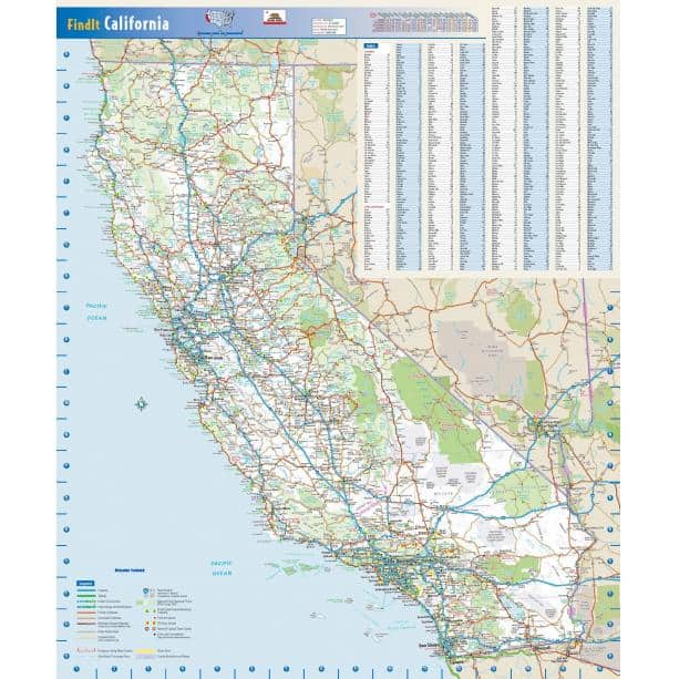 California state map with detailed highways, cities, and geographic features, ideal for travel planning, navigation, and geographic reference.