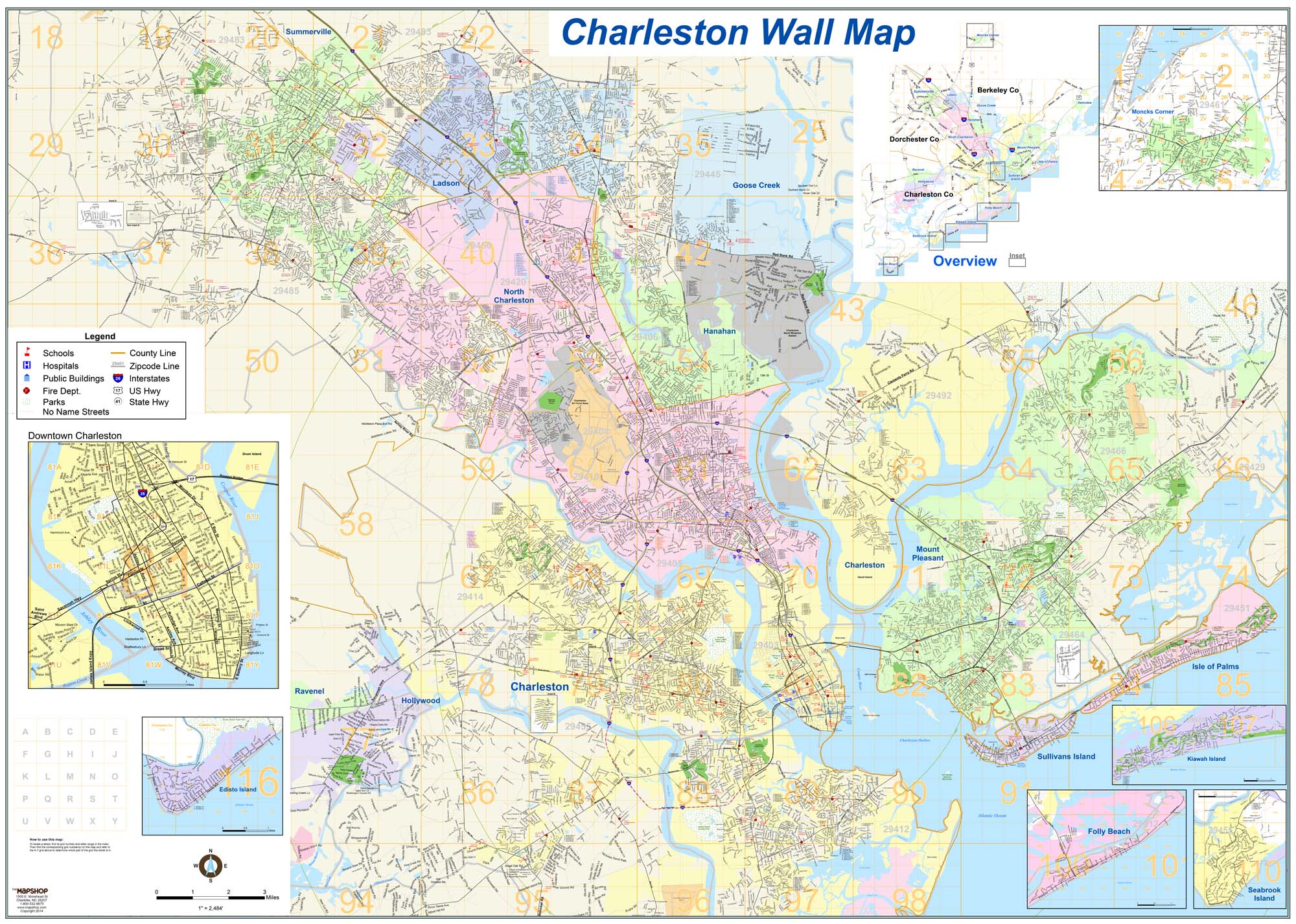 Berkeley County Tms Map Charleston County Wall Map - The Map Shop