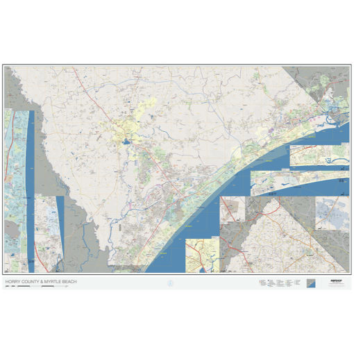 Myrtle Beach & Horry County, SC Wall Map by MapShop