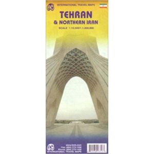 Detailed map of Tehran & Northern Iran with landmarks, scale 1:1,500,000 for travel planning and navigation.