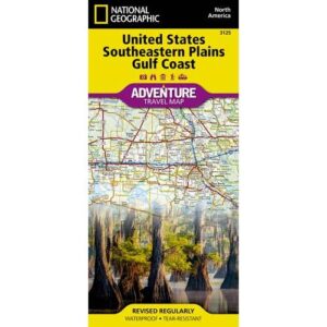 Detailed topographic map of the southeastern United States including Gulf Coast, plains, and national parks, ideal for travel, hiking, and outdoor activities.