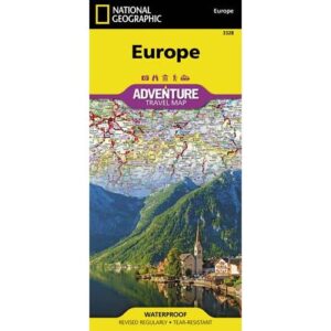 Europe travel map by National Geographic with waterproof features, ideal for adventure navigation and outdoor exploration.