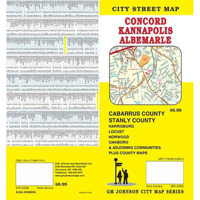 GM Johnson - Concord and Kannapolis, NC - Folding Travel Map