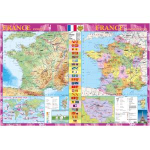 France Wall Map - Physical and Political - French - Extra Large by Kartographia