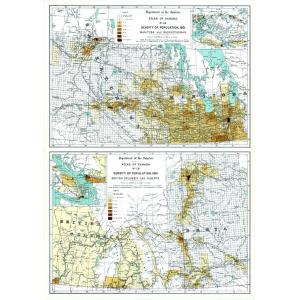 Density of Population British Columbia, Alberta, Saskatchewan, Manitoba - Atlas of Canada 1st Edition by Natural Resources Canada