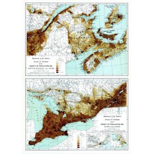 Density of Population Maritime Provinces, Quebec, Ontario - Atlas of Canada 1st Edition by Natural Resources Canada