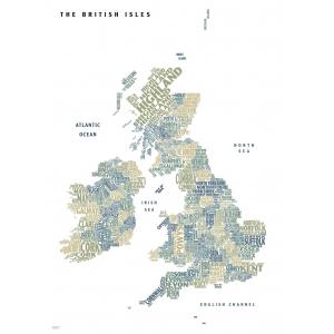 Graphic Map UK - counties, white background by Oxford Cartographers