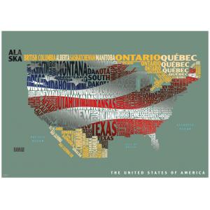 Graphic Map USA - flag by Oxford Cartographers