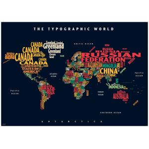 Graphic Map World - colours, black background by Oxford Cartographers