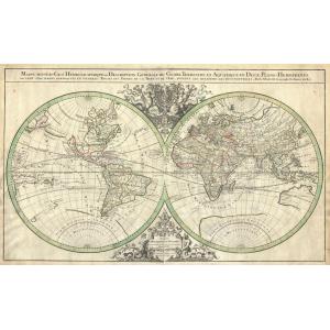 Sanson Map of the World on Hemisphere Projection (1691) by Artokoloro