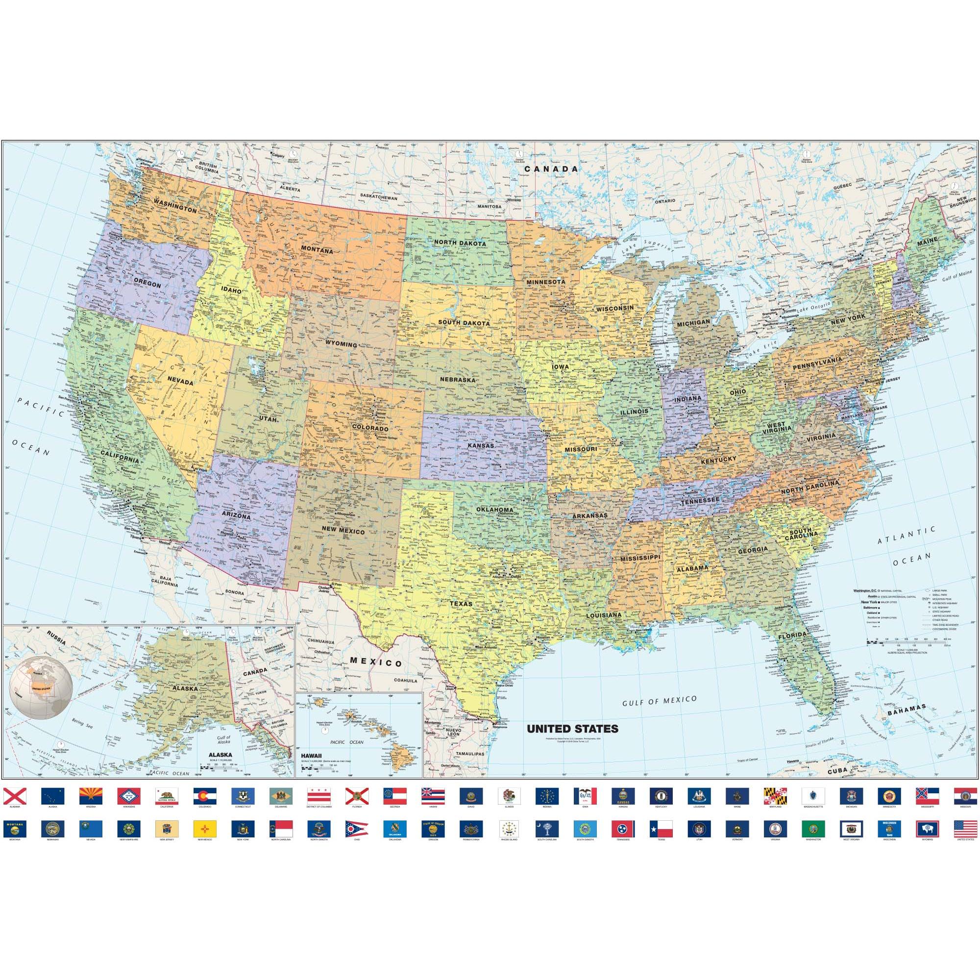36 X 24 Laminated United States Map With State Flags For Kids Usa Educational Toys Hobbies - roblox mtg map
