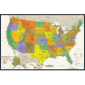 United States Contemporary Wall Map in Spanish by Globe Turner