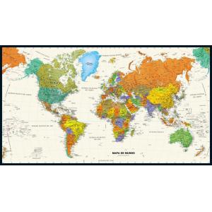 World Contemporary Wall Map in Spanish by Globe Turner