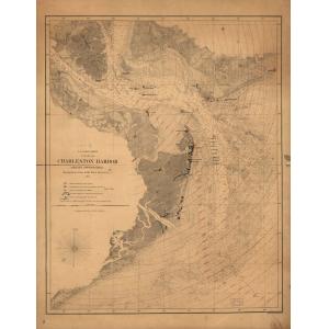 Charleston Harbor & Approaches Wall Map, 1863