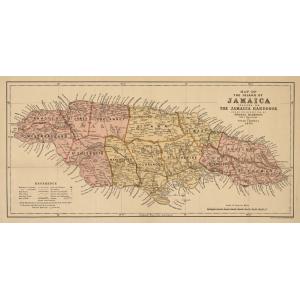 Jamaica Wall Map, 1893