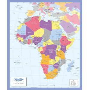 Color Blind friendly Political Wall Map of Africa by Cosmographics
