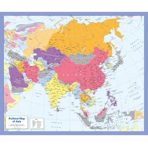 Color Blind friendly Political Wall Map of Asia by Cosmographics
